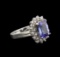 3.25 ctw Tanzanite and Diamond Ring - 14KT White Gold