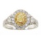 0.54 ctw Yellow and White Diamond Ring - 18KT White and Yellow Gold