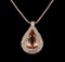 14KT Rose Gold GIA Certified 49.49 ctw Morganite and Diamond Pendant With Chain