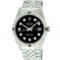 Rolex Stainless Steel Black Diamond and Emerald DateJust Men's Watch