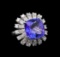 GIA Cert 11.86 ctw Tanzanite and Diamond Ring - 14KT White Gold