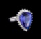 11.38 ctw Tanzanite and Diamond Ring - 14KT White Gold