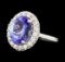 3.96 ctw Tanzanite and Diamond Ring - 14KT White Gold