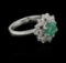 1.30 ctw Emerald and Diamond Ring - 14KT White Gold