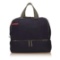 Prada Navy Blue Fabric Nylon Black Leather Trim Duffle Bag