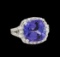 6.52 ctw Tanzanite and Diamond Ring - 14KT White Gold