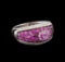 1.64 ctw Pink Sapphire and Diamond Ring - 10KT White Gold