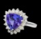 3.70 ctw Tanzanite and Diamond Ring - 14KT White Gold