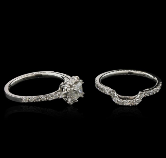 1.36 ctw Diamond Wedding Ring Set - 14KT White Gold