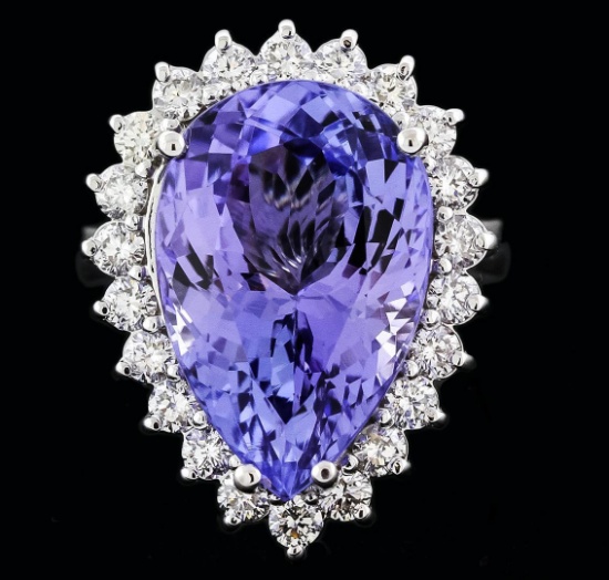 14KT White Gold 11.18 ctw Tanzanite and Diamond Ring