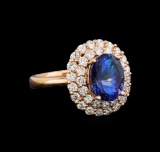 14KT Rose Gold 2.93 ctw Tanzanite and Diamond Ring