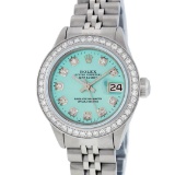 Rolex Ladies Stainless Steel Ice Blue Diamond Datejust Wristwatch