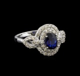 14KT White Gold 1.02 ctw Sapphire and Diamond Ring