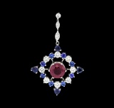 2.22 ctw Ruby, Sapphire and Diamond Pendant - 14KT White Gold