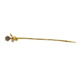 0.10 ctw Sapphire and Diamond Stick Pin - 14KT Yellow Gold