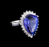 11.38 ctw Tanzanite and Diamond Ring - 14KT White Gold