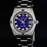 Rolex Stainless Steel VVS Diamond and Sapphire DateJust Midsize Watch