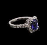 1.58 ctw Tanzanite and Diamond Ring - 14KT White Gold