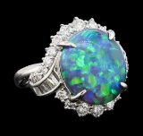 6.10 ctw Black Opal and Diamond Ring - Platinum