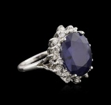 11.82 ctw Sapphire and Diamond Ring - 14KT White Gold