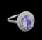 3.06 ctw Tanzanite and Diamond Ring - 14KT White Gold