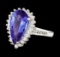 3.65 ctw Tanzanite and Diamond Ring - 14KT White Gold