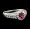 0.37 ctw Ruby and Diamond Ring - Platinum