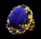 17.00 ctw Lapiz Lazuli and Diamond Ring - 14KT Yellow Gold