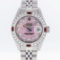 Rolex Stainless Steel Pink MOP Diamond and Ruby DateJust Ladies Watch