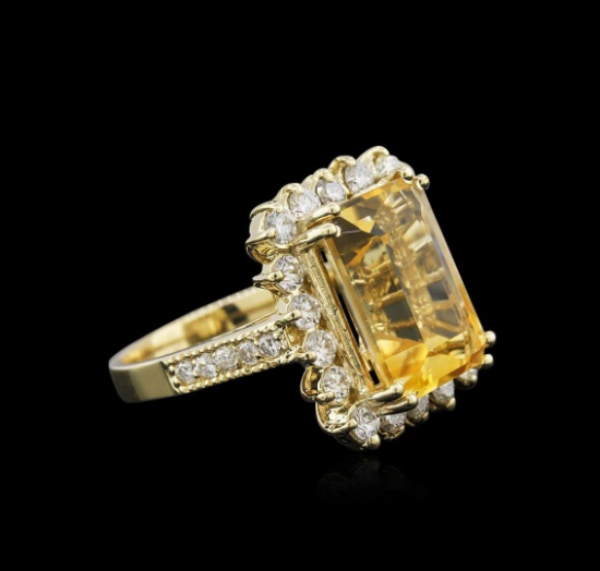 14KT Yellow Gold 7.10 ctw Citrine and Diamond Ring