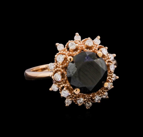 3.70 ctw Black Diamond Ring - 14KT Rose Gold