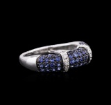 10KT White Gold 1.06 ctw Blue Sapphire and Diamond Ring