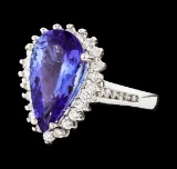 3.65 ctw Tanzanite and Diamond Ring - 14KT White Gold