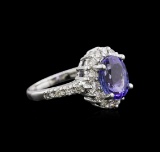 3.03 ctw Tanzanite and Diamond Ring - 14KT White Gold