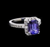 3.30 ctw Tanzanite and Diamond Ring - 14KT White Gold