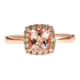 0.9 ctw Morganite and Diamond Ring - 14KT Rose Gold