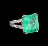 18.15 ctw Emerald and Diamond Ring - 14KT White Gold