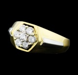 0.25 ctw Diamond Cluster Ring - 18KT Yellow Gold and Platinum