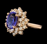 2.72 ctw Tanzanite and Diamond Ring - 14KT Rose Gold