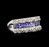 14KT White Gold 1.53 ctw Tanzanite and Diamond Ring