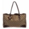 Gucci Brown Beige Monogram Canvas Leather Princy Tote Bag