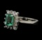 1.35 ctw Emerald and Diamond Ring - 14KT White Gold
