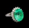 GIA Cert 13.76 ctw Emerald and Diamond Ring - 14KT White Gold