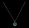 5.87 ctw Emerald and Diamond Pendant With Chain - 14KT White Gold