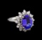 3.60 ctw Tanzanite and Diamond Ring - 14KT White Gold