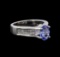 1.31 ctw Tanzanite and Diamond Ring - 18KT White Gold