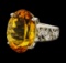 13.90 ctw Citrine and Diamond Ring - Platinum