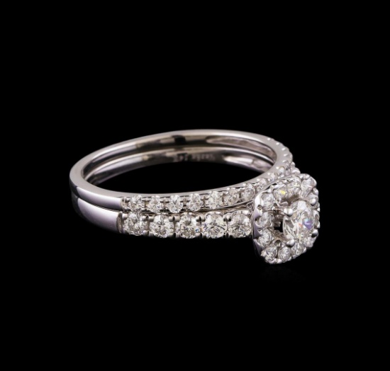 1.00 ctw Diamond Wedding Ring Set - 14KT White Gold
