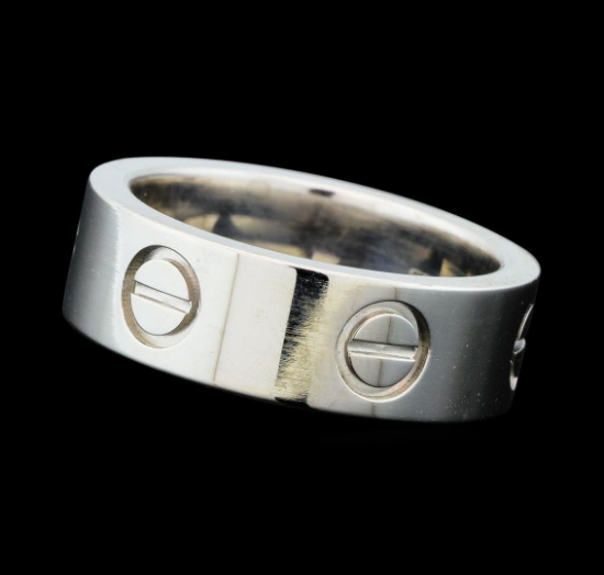 Wide Band Screw Back Design Ring - 18KT White Gold