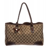 Gucci Brown Beige Monogram Canvas Leather Princy Tote Bag